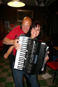 Forgotten Buffalo Orchestra member Ted Kania, always willing to strap on an accordian for the ladies.