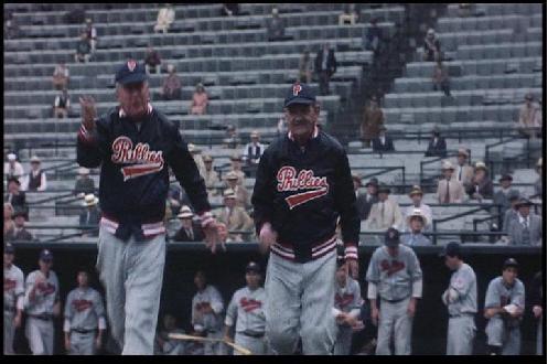 Mayor Jimmy Griffin was rewarded for his willing to assist the production of the Natural with a cameo roll in the film. In a scene were Roy Hobbs hits the casing off the baseball, Griffin (right) plays a coach of the opposing team. 