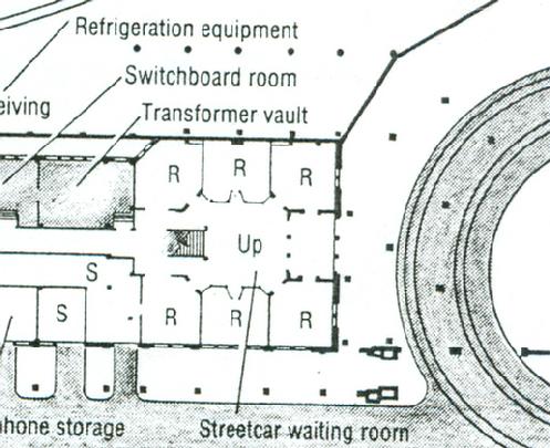 Map of Curtiss Street/Track Level featuring the Streetcar lobby